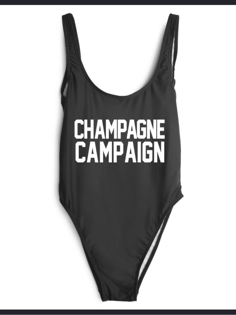 Champagne Campaign Black One-Piece Swimsuit
